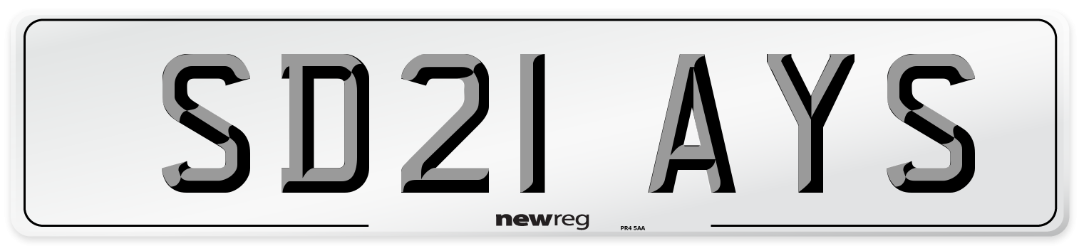 SD21 AYS Number Plate from New Reg